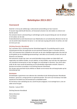 Beleidsplan 2013-2017 - Deventer Wereldstad