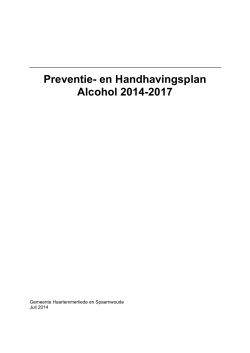 Preventie- en Handhavingsplan Alcohol 2014-2017