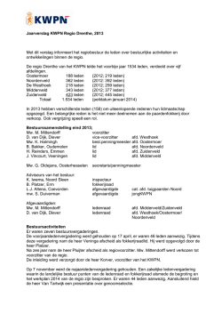 Jaarverslag KWPN Regio Drenthe, 2013 Met dit verslag informeert