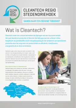 Wat is Cleantech? - Cleantech Regio Stedendriehoek