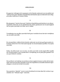 STELLING EN I De gegevens verkregen uit de anamnese
