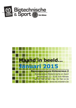 Januari 2015 - Broederschool Biotechnische en Sport