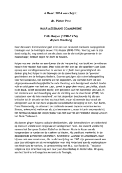 dr. Pieter Post NAAR MESSIAANS COMMUNISME Frits Kuiper