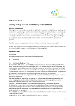 Jaarplan 2014 - Kom op voor een Duurzame Wijk