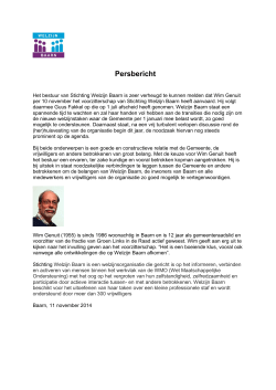 Persbericht - Welzijn Baarn