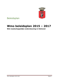 Wmo beleidsplan 2015 – 2017