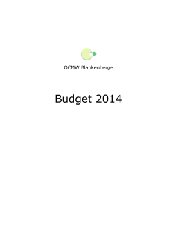 Budget 2014 - OCMW Blankenberge