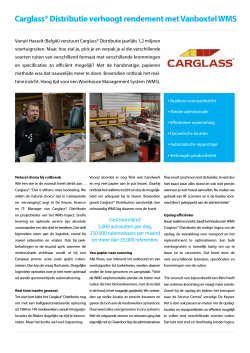 Carglass® Distributie verhoogt rendement met Vanboxtel WMS