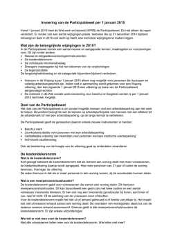 Invoering van de Participatiewet per 1 januari 2015 Wat zijn de