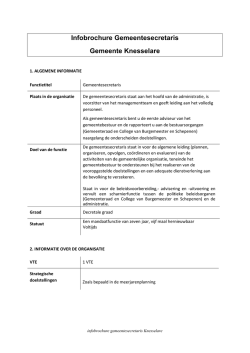 Infobrochure Gemeentesecretaris Gemeente Knesselare