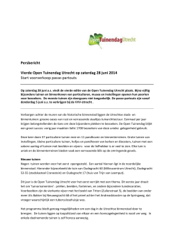 Persbericht Vierde Open Tuinendag Utrecht op zaterdag 28 juni