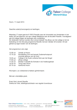 Hoorn, 11 maart 2014 Geachte ouder(s)/verzorger(s) en
