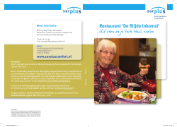 Brochure Restaurant de blijde inkomst