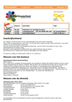 Inschrijfochtend Nieuws van het bestuur Nieuws van de directie