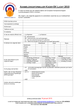 AANMELDINGSFORMULIER KADER EK LUCHT 2015