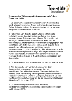 Voorwaarden &ldquo;Win een gratis trouwceremonie