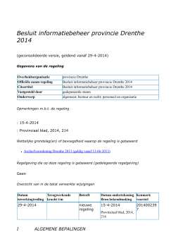 Besluit informatiebeheer provincie Drenthe 2014