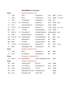 PROGRAMMA VV Friese Boys Datum Zaterdag 6 september 2014 1