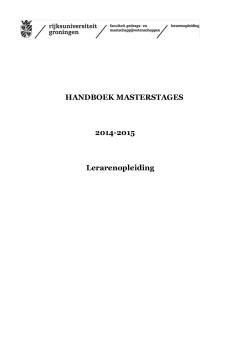 Handboek Masterstages 2 en 3 - Rijksuniversiteit Groningen