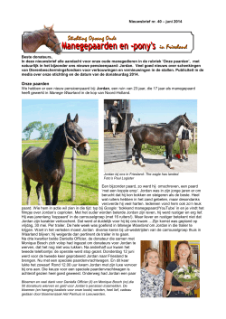 Nieuwsbrief nr. 40, juni 2014 - Opvang Oude Manegepaarden en