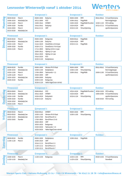 Download hier alvast het rooster per 1 oktober, met o.a.