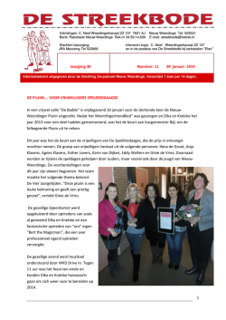 Jaargang 30 Nummer: 11 30 januari 2014 DE PLUIM&hellip;.