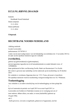 ECLI:NL:RBNNE:2014:5620 RECHTBANK NOORD