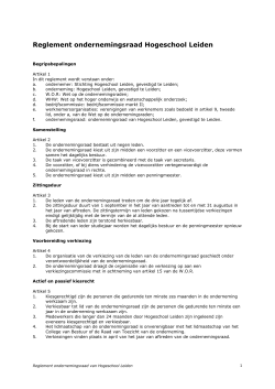 Reglement ondernemingsraad Hogeschool Leiden