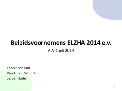 Beleidsvoornemens ELZHA 2014 ev