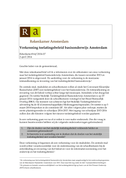 Verkenning toelatingsbeleid basisscholen in Amsterdam