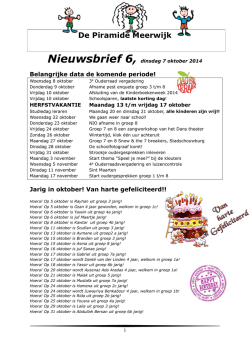 dinsdag 7 oktober - obs De Piramide