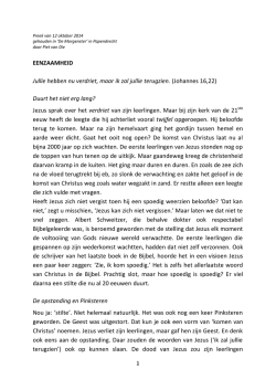 EENZAAMHEID Jullie hebben nu verdriet, maar ik zal