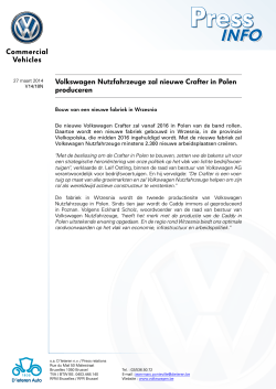 Volkswagen Nutzfahrzeuge zal nieuwe Crafter in Polen produceren