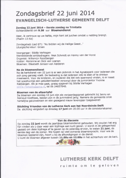 Zondagsbrief 22 juni 2014