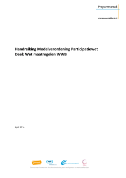 Handreiking Modelverordening Participatiewet Deel: Wet