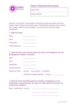 Intern Klachtenformulier