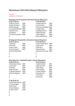 Indeling Jeugdlessen Winter 2014