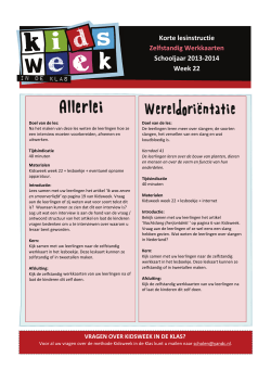 Korte lesinstructie Zelfstandig Werkkaarten Schooljaar 2013