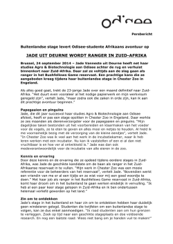 JADE UIT DEURNE WORDT RANGER IN ZUID-AFRIKA