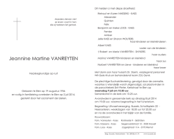 Jeannine Martine VANREYTEN - Uitvaartverzorging Bussels