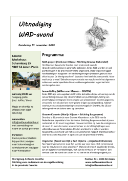 Uitnodiging WAD-avond - Sovon Vogelonderzoek Nederland