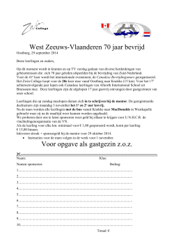 West Zeeuws-Vlaanderen 70 jaar bevrijd Voor opgave als gastgezin