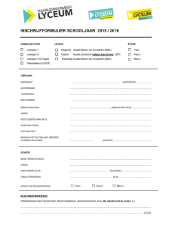 Inschrijfformulier Haarlemmermeer Lyceum 2015-2016