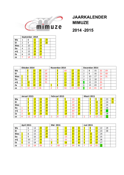 JAARKALENDER MIMUZE 2014 -2015