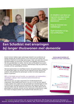 Een Schatkist met ervaringen bij langer thuiswonen met dementie