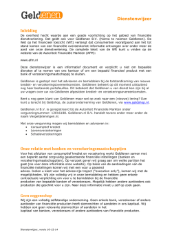 Dienstenwijzer Inleiding Onze relatie met banken en