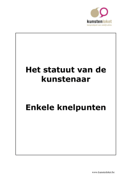 Het statuut van de kunstenaar Enkele knelpunten