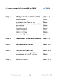 Inhoudsopgave infokatern 2014-2015