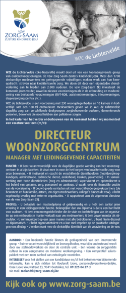 DIRECTEUR WOONZORGCENTRUM - Zorg-Saam