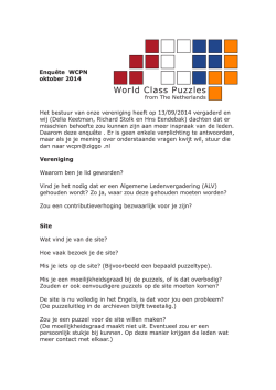 Enquete oktober 2014 - World Class Puzzles | from The Netherlands